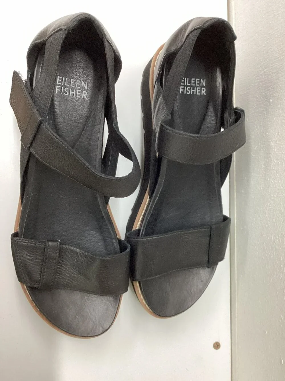 Eileen Fisher Luck Smooth Leather Wedge Sandal
